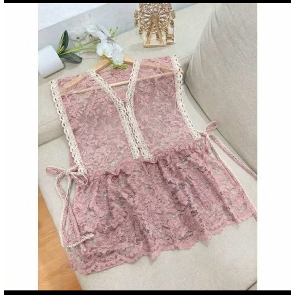 VEST TILE PREMIUM VEST KOREA//BRUKAT PREMIUM brokat rompi tali samping tipe motif outer wanita panja