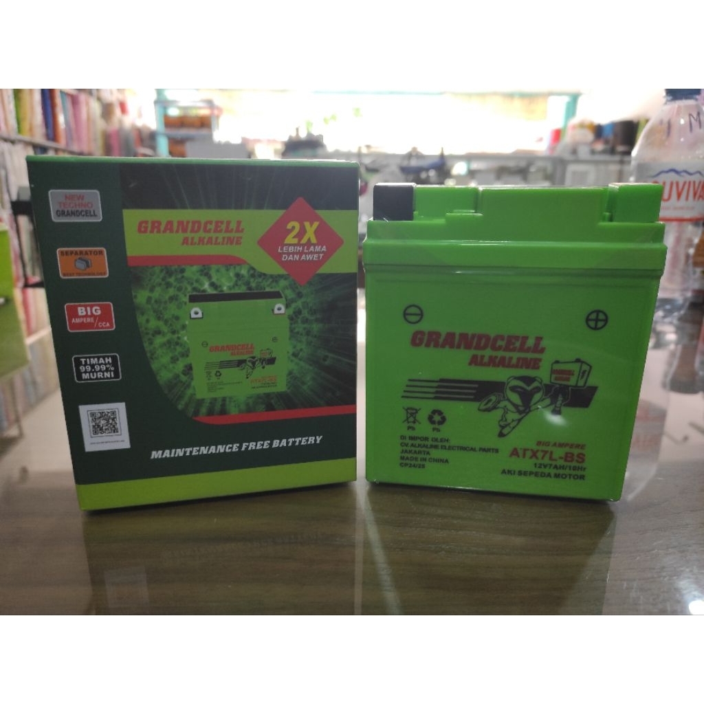 Aki GRANCELL ALKALINE untuk sepeda motor KLX dan Vespa matic