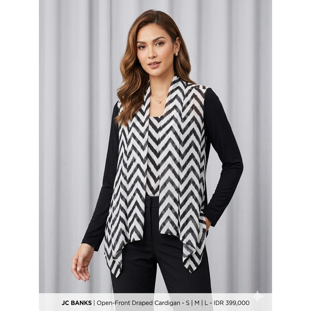 Cj Banks Open-Front Draped Cardigan - Branded Original