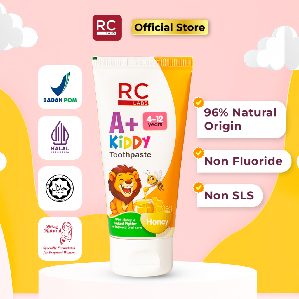 RC Labs 7in1 A+KIDDY 4-12 tahun HONEY TOOTHPASTE 40g Pasta Gigi Natural Non Fluoride Non SLS Aman te