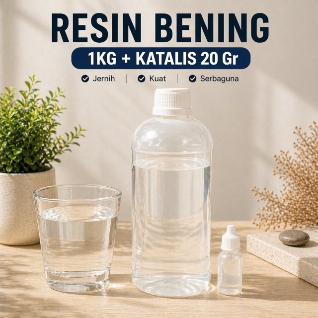 Resin Bening 1 Kg untuk Pelapis Kayu dan Meja dengan Hasil Jernih