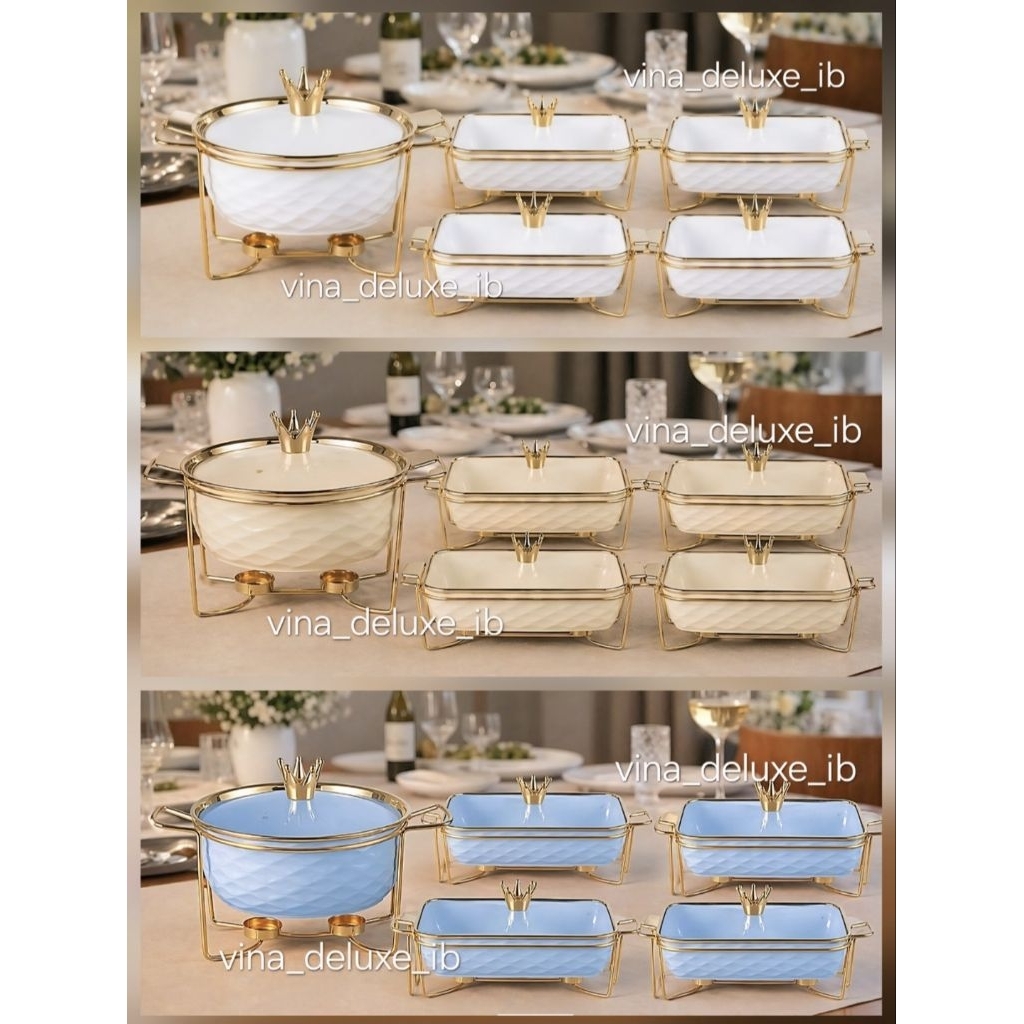 Prasmanan Keramik Homeline Set 4+1 (Putih, Cream, Biru)