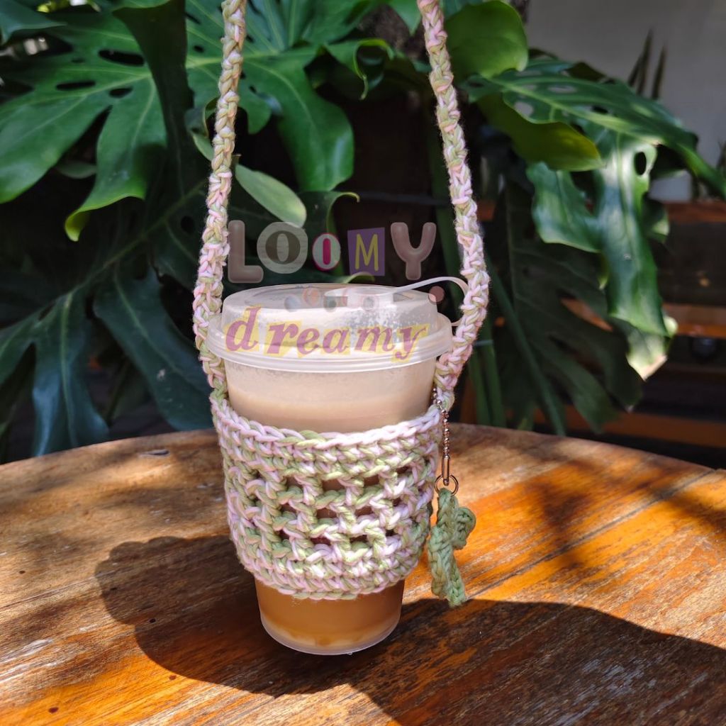 Crochet Cup Holder | Gantungan Cup Kopi Rajut | Sarung Cup Kopi Rajut | BISA CUSTOM WARNA | LOOMYDRE