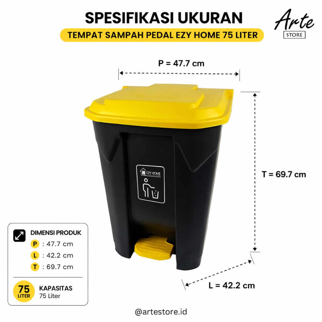 Tempat Sampah Pedal 75 Liter Eclat Kuat, Besar dan Tahan Lama Ezyhome Tempat Sampah Injak