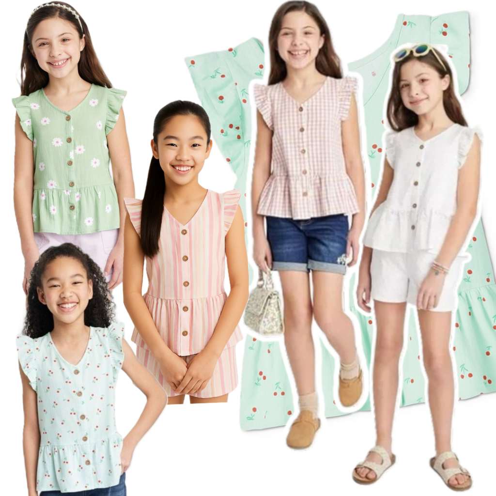 Atasan Anak Perempuan Blouse Linen  Motif 4-18 Plus Cnj