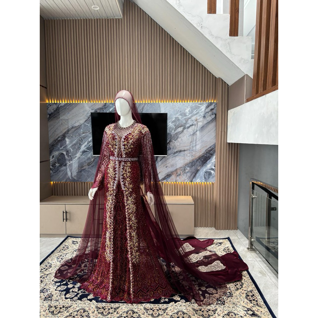 BIG SIZE GAUN SLIM DRESS WEDDING/BAJU PENGANTIN JUMBO MUSLIMAH/GAUN WEDDING SLIM DRES JUMBO TERLARIS