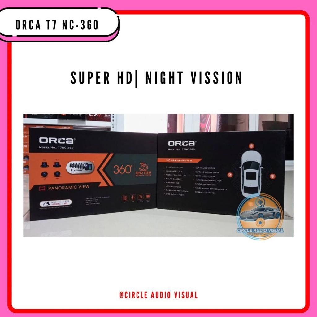 Kamera Orca Mobil 360° Derajat 3D Pro DVR/CCTV 1080 Panoramic Ultra Wide Orca