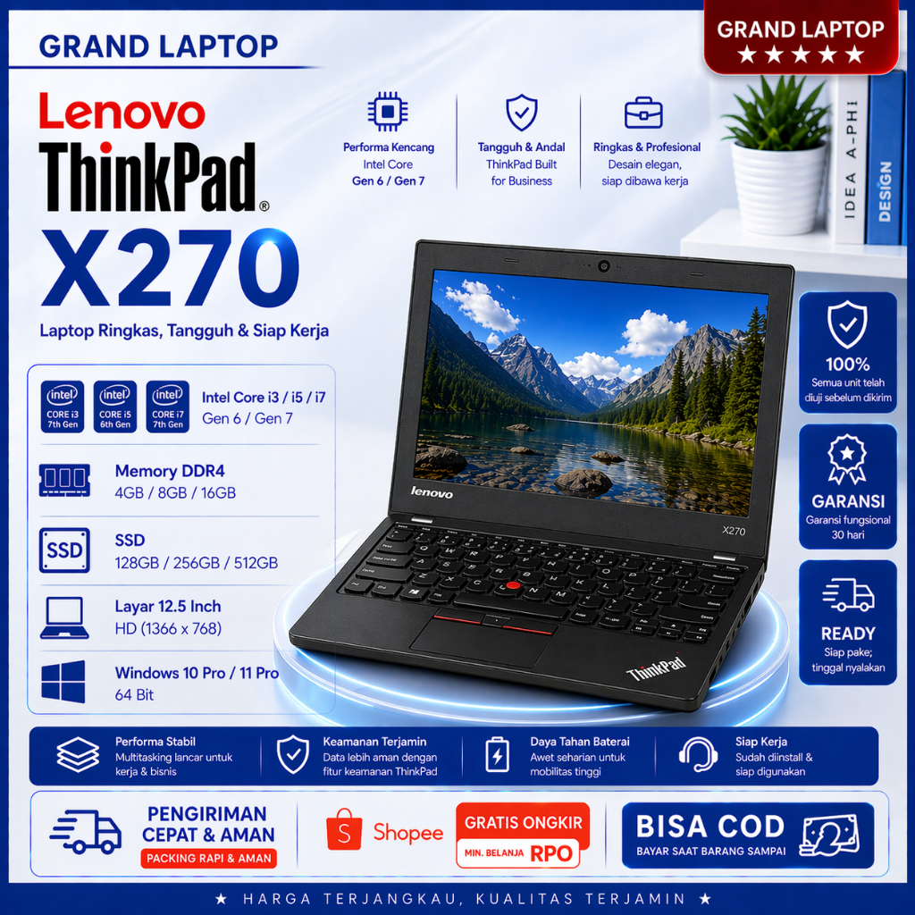 Laptop Lenovo Thinkpad X270 Core I3 I5 I7 Gen 6/7 PALING MURAH PALING MULUS WORT IT TO BUY