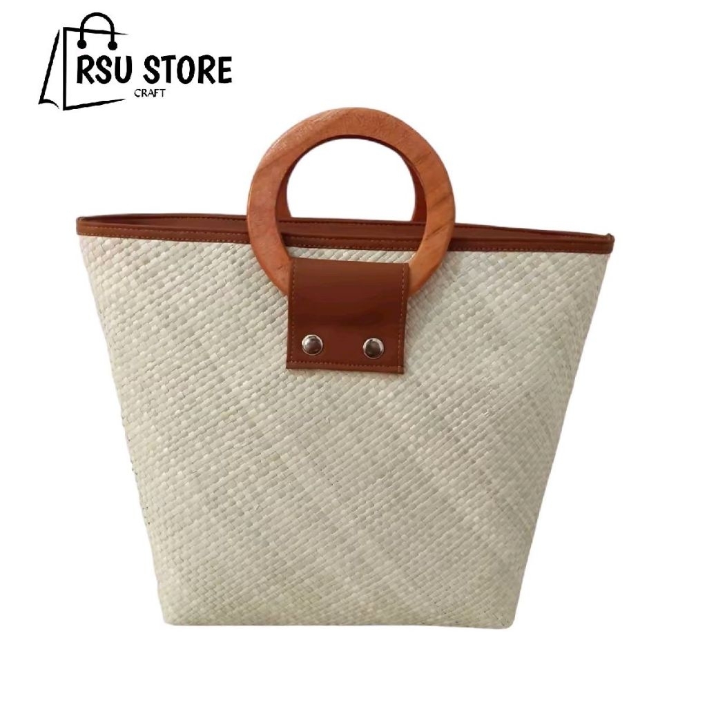 Tas Bakul Wanita Dengan Handle Kayu Bulat