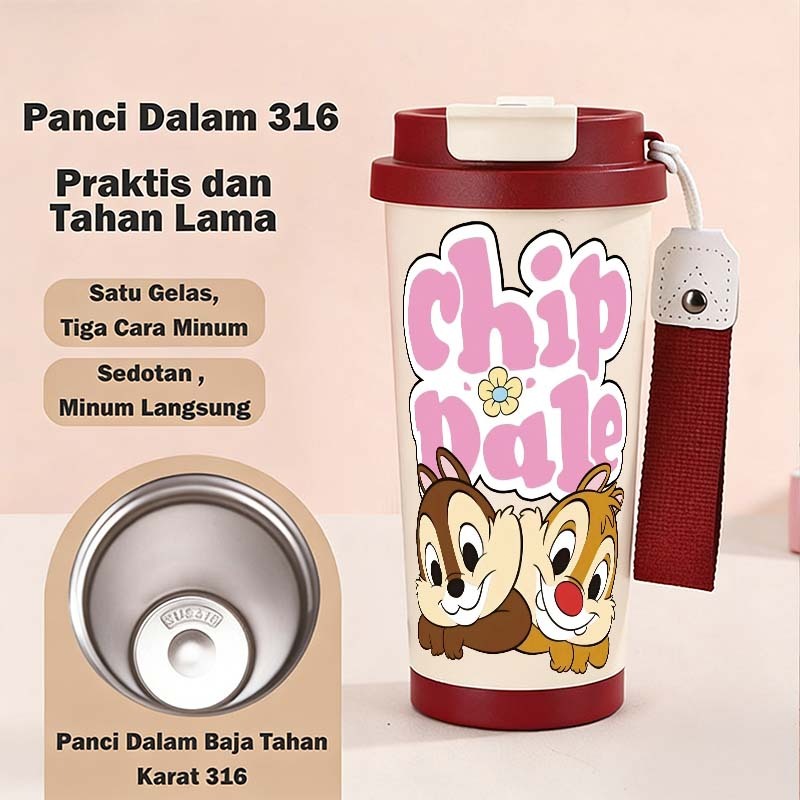 Portable Chip 'n' Dale tumbler minum premium 500ml tahan dingin 24 jam botol stainless 316 Coffee Cu