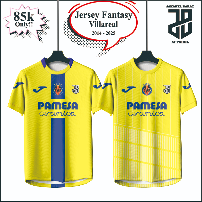 Jersey Fantasy Villarreal CF Home 2014 - 2025  Dewasa Anak Pria Wanita Bahan EMBOSH Super Premium Mo