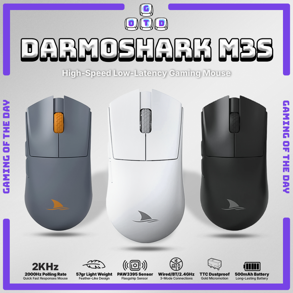 DARMOSHARK M3S Mouse Gaming 3-Modes Wireless Bluetooth Type-C