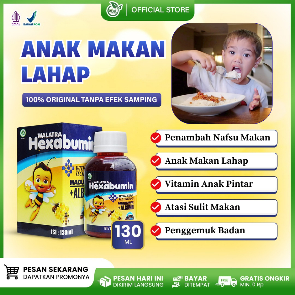 Hexabumin Madu Nafsu Makan Anak, Penambah Nafsu Makan, Anak Makan Lahap. Vitamin Anak Pintar PALING 