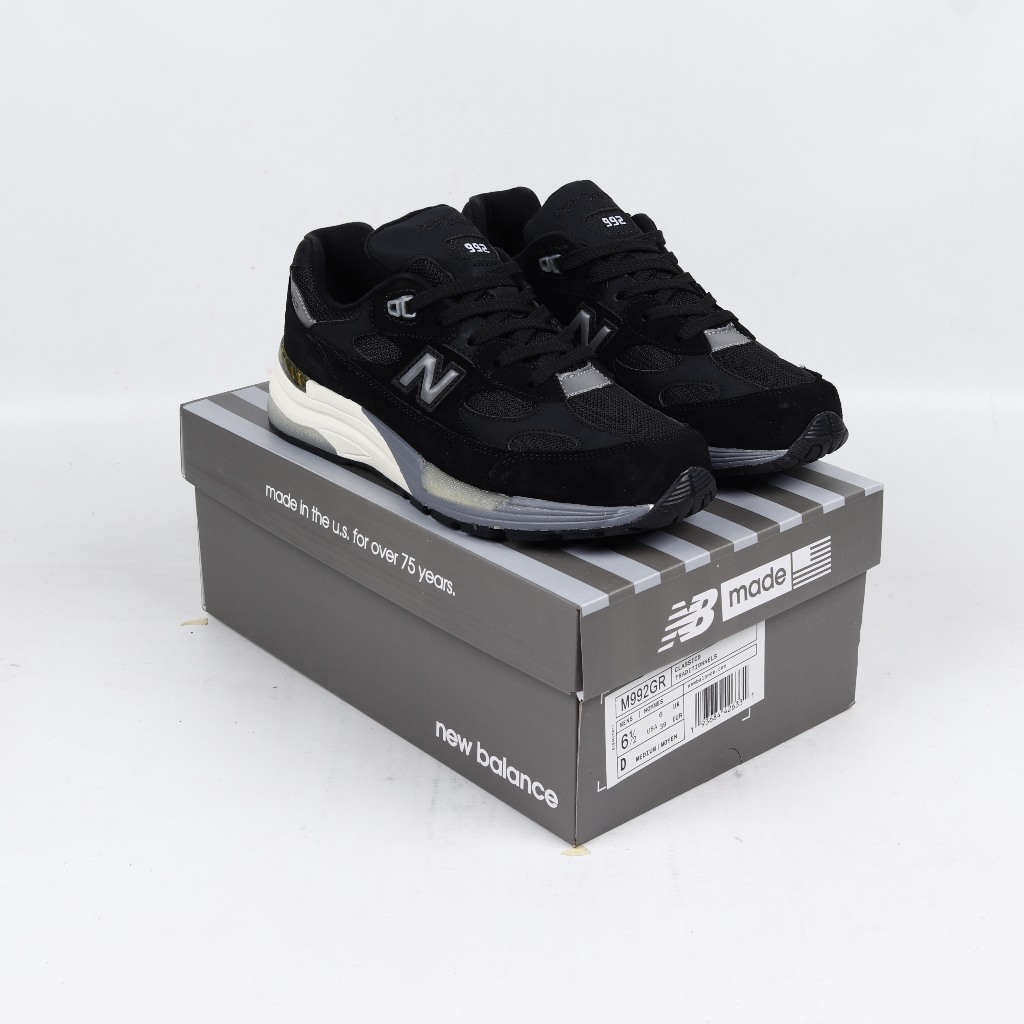 (FTBX) Sepatu Sneakers New Balance M992BL Black Grey - 992