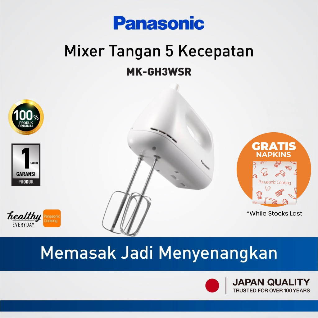 Mixer Tangan Panasonic MK-GH3WSR - Mengocok Telur dan Adonan dengan Mudah