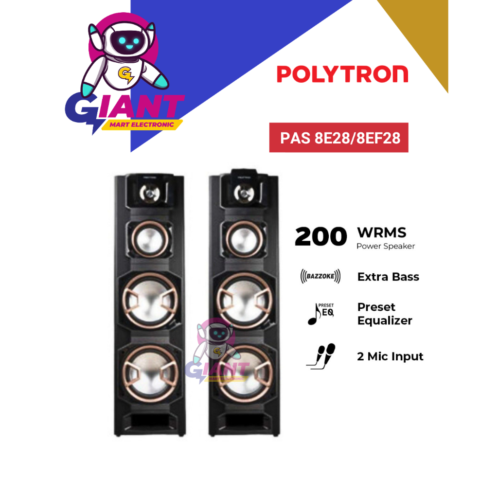 SPEAKER AKTIF BLUETOOTH POLYTRON PAS 8E28/PAS 8EF28  / PAS8E28/PAS8EF28 / PAS-8E28/PAS-8EF28 8 INCH