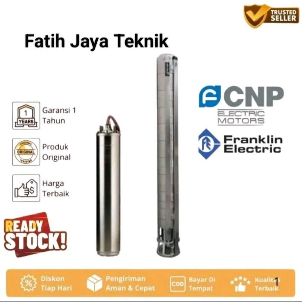 Pompa Submersible CNP SJ 3-32 c/w Franklin 3HP 220V + Control Box + Resin tabung