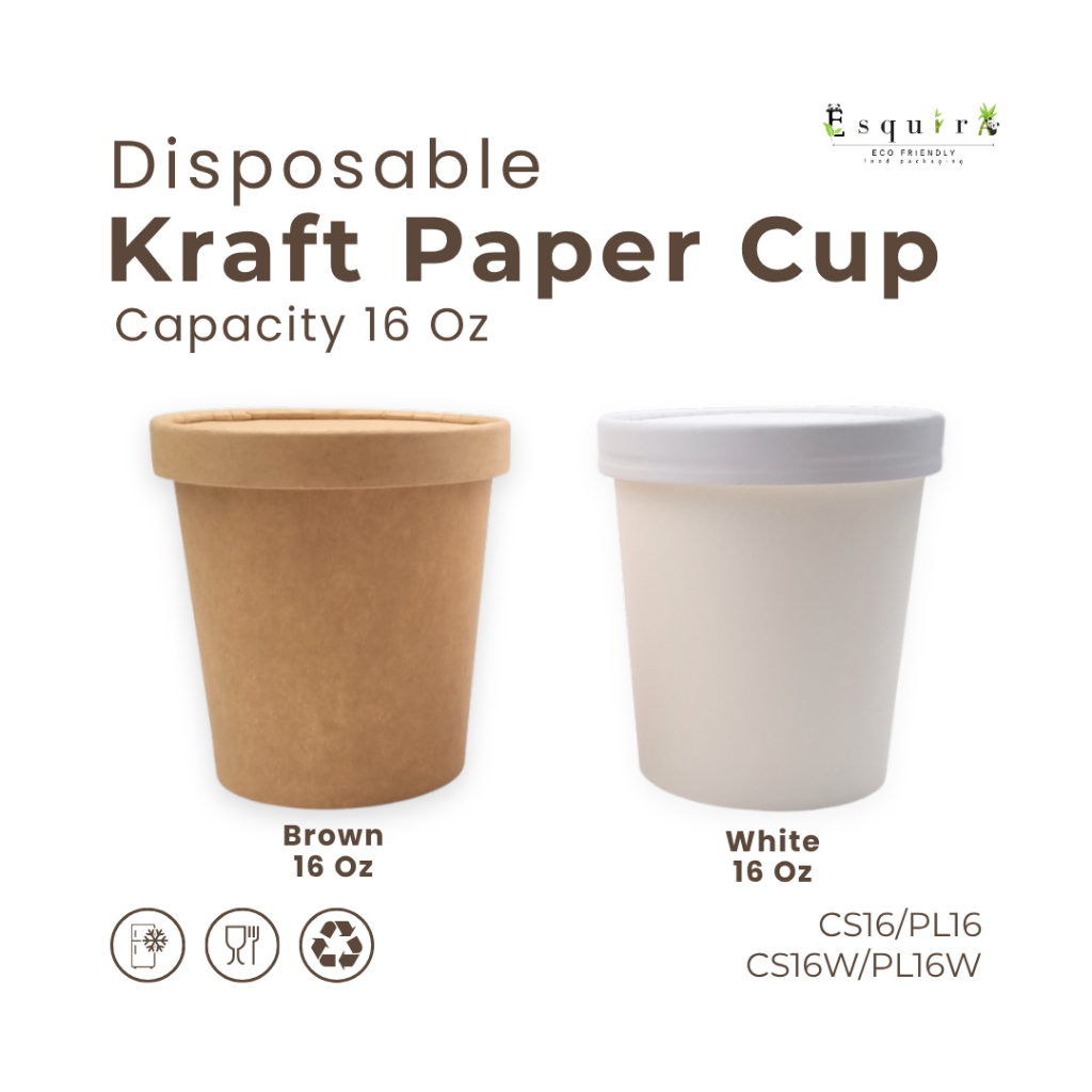 (HEGO) Kraft Paper Cup / White dan Brown / 10 pcs