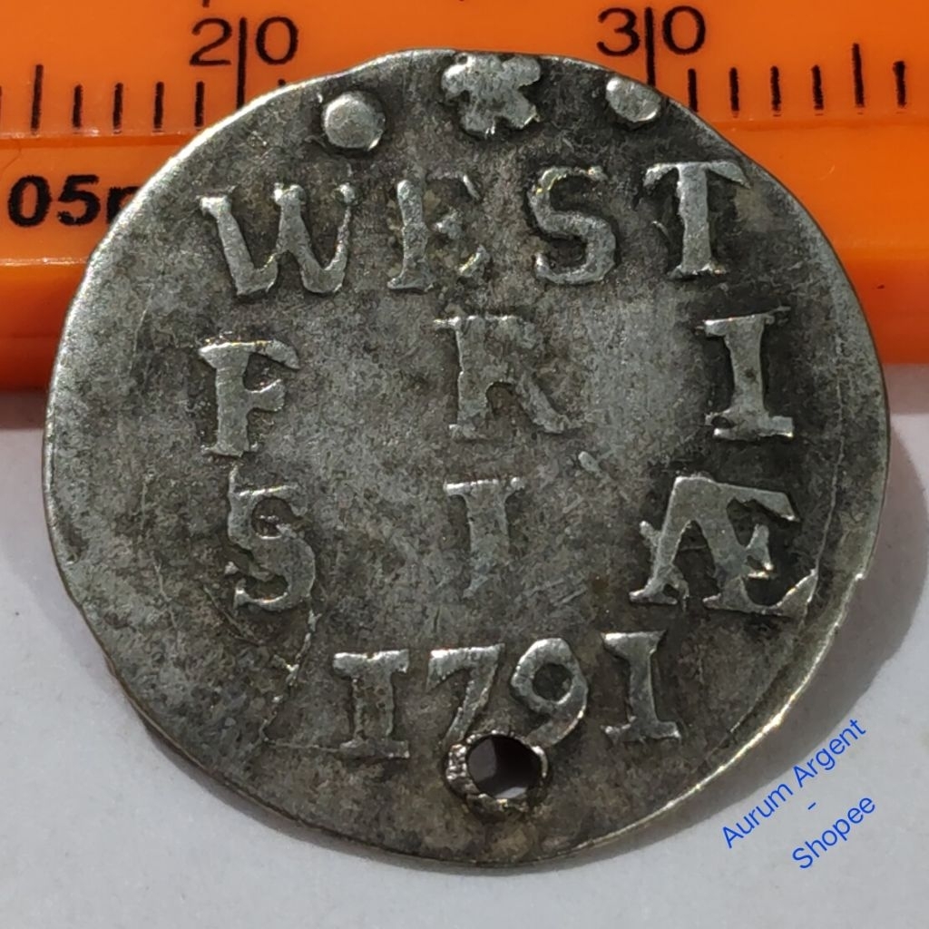 ST.28-- 1 PC KOIN PERAK KUNO ASLI 2 STUIVER WESTFRISIA TH 1791. --  SILVER COIN --