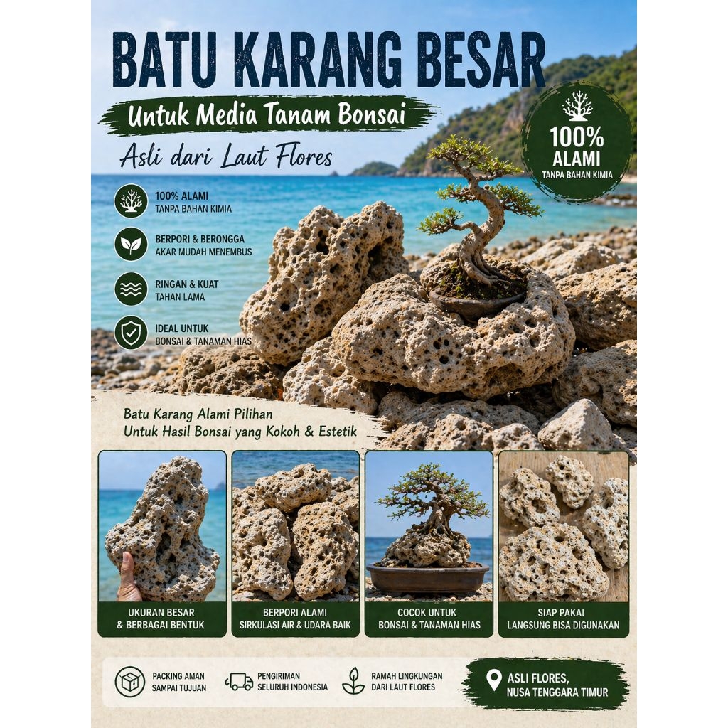 Batu Karang Besar Media Tanam Bonsai
