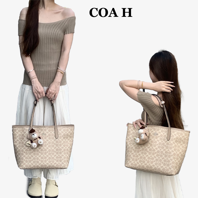 Tas Tote Wanita Tas Branded Ukuran Besar Motif Klasik City Zip Tote 58292