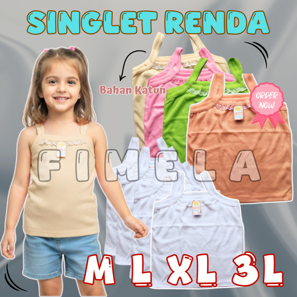 Singlet/Kaos Dalam Renda Putih/Warna Wanita Anak Remaja Dewasa MURAH