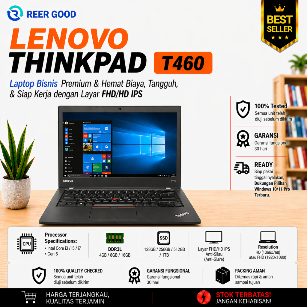 LENOVO THINKPAD T460 / T460S CORE I3 I5 I7 GEN 6 LAPTOP BEKAS MURAH BERKUALITAS BERGARANSI MULUS LIK