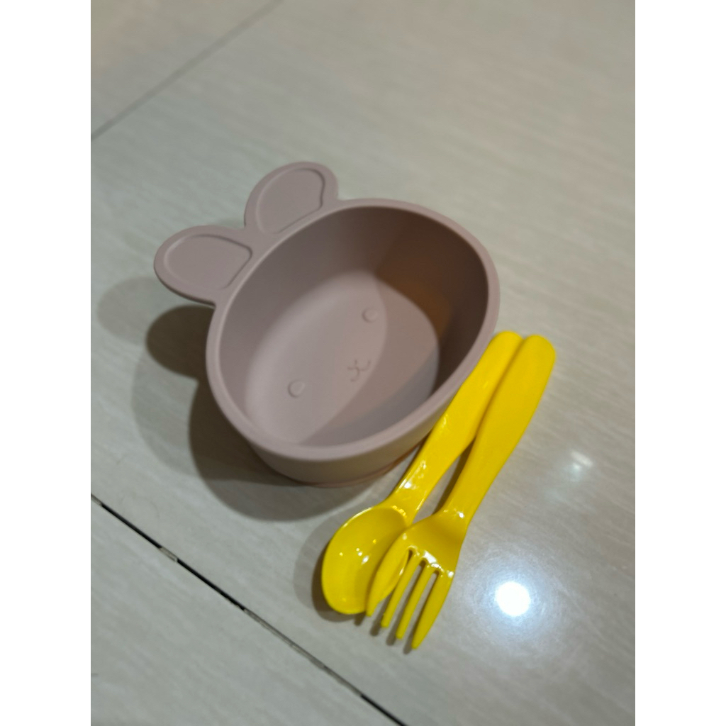 Mangkok Bayi Karakter + Sendok Garpu Set | Baby Feeding Set BPA Free | Peralatan Makan Anak Lucu