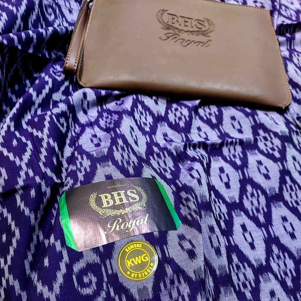 Sarung BHS Royal KWG Gold Lawas Spunsilk Mercerized Full Kawung Jahit Tengah ATBM Limited (Bisa COD)