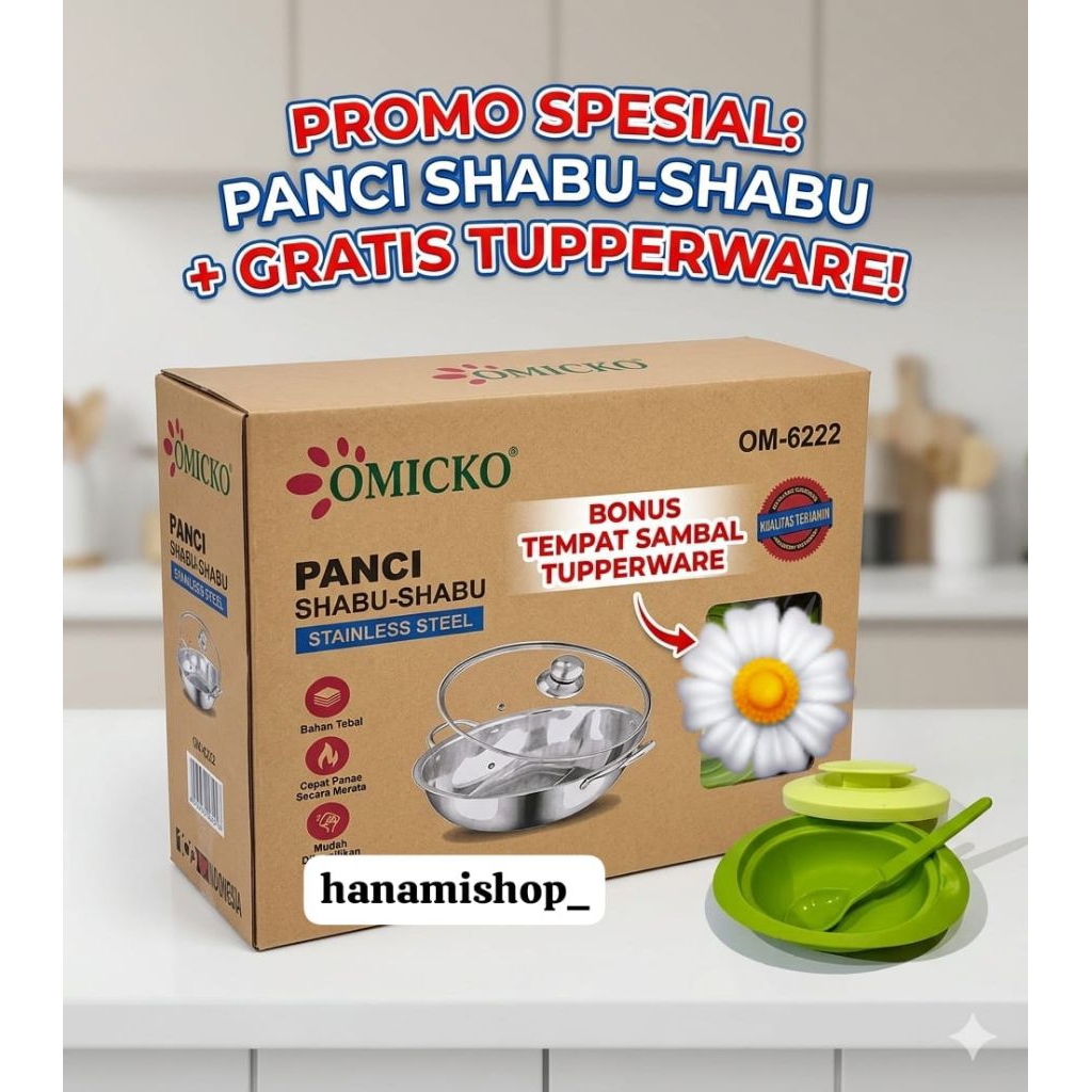 panci shabu omicko + wadah sambal tupperware