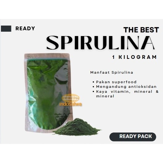 Spirulina Powder 1 kg| Spirulina Pakan Bubuk Pelet Ikan Organic | Spiriluna | Spirullina Plantesis
