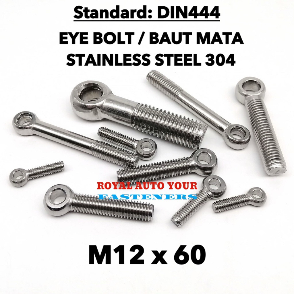 eye bolt / baut mata stainless 304 M12x60 eyebolt stainless steel 304 M12 x 60