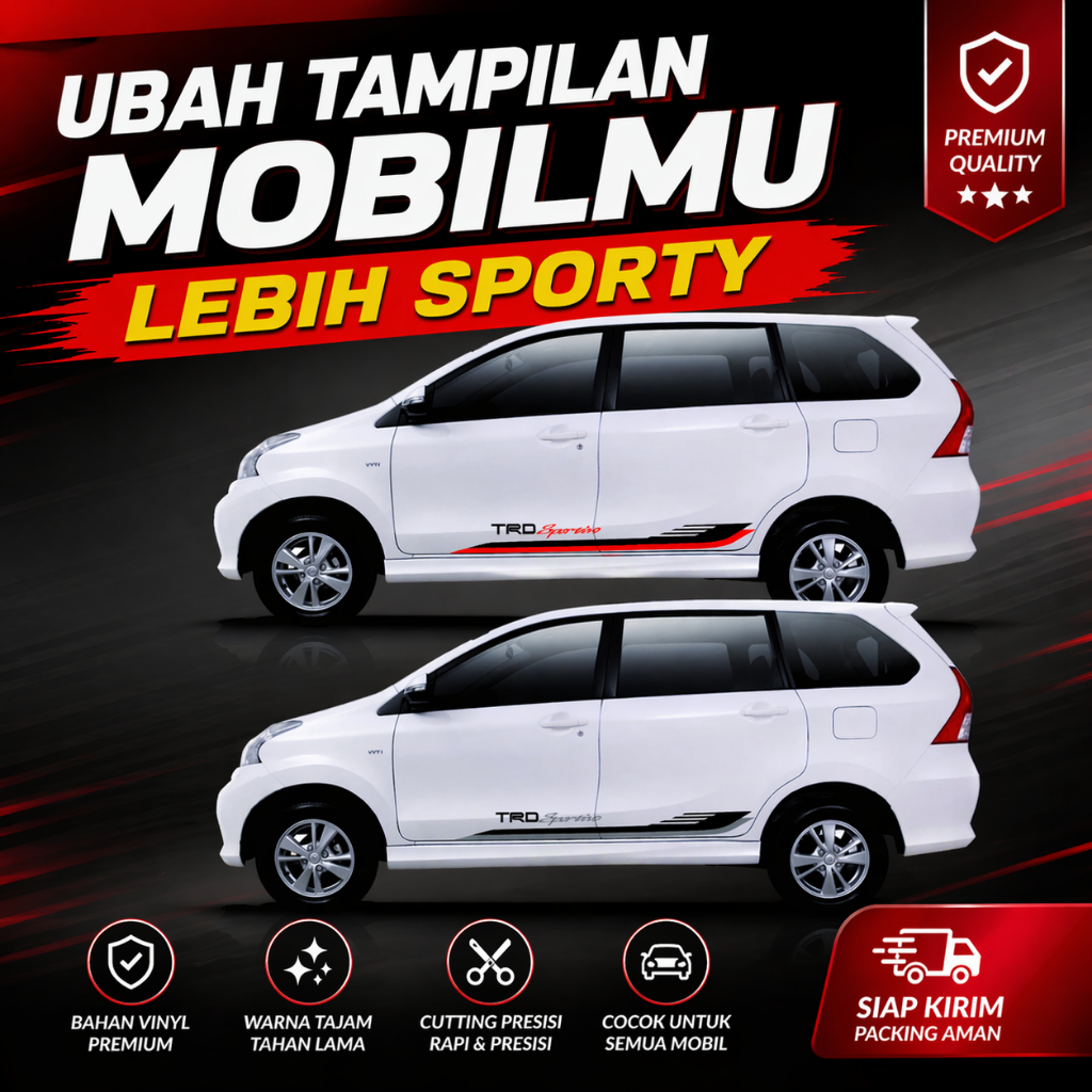 Stiker Mobil Avanza Trd Putih Silver Keren 2012 Sticker Body Samping Xenia Veloz 2010 terbaru Minima