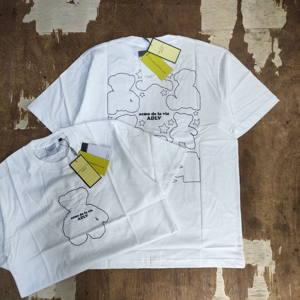 KAOS OVERSIZE ADLV "acne de lavie" x BEAR CARRTOON SERIES LIMITED EDITION PRINTED WHITE TEES BESTSEL