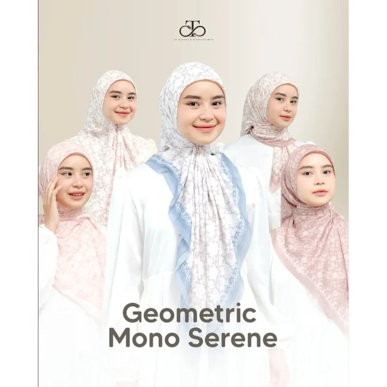 TIBS Hijab Voal Motif Geometric Mono Serene Vol. 2 | Square Scarf Premium – Daily Elegant