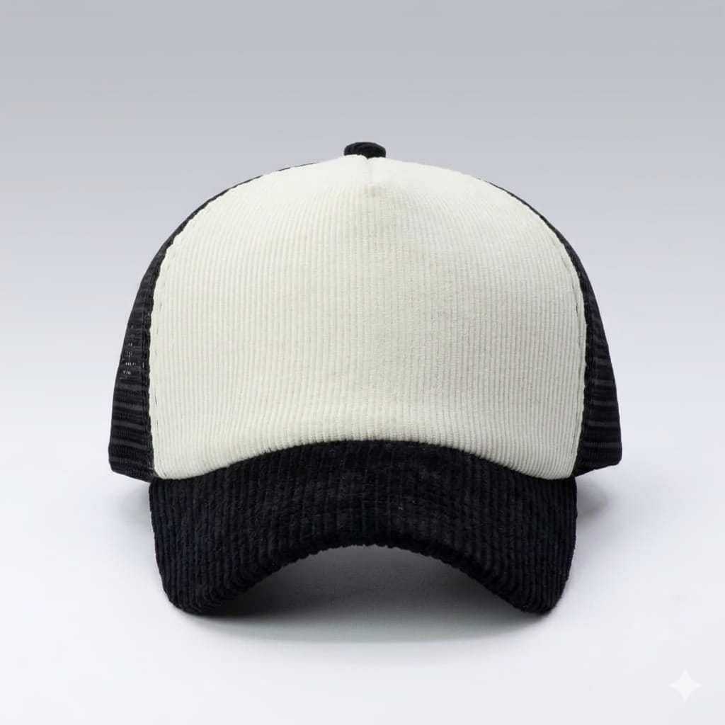 TOPI TRUCKER HAT LIDAH PENDEK BAHAN CORDUROY PREMIUM Pria