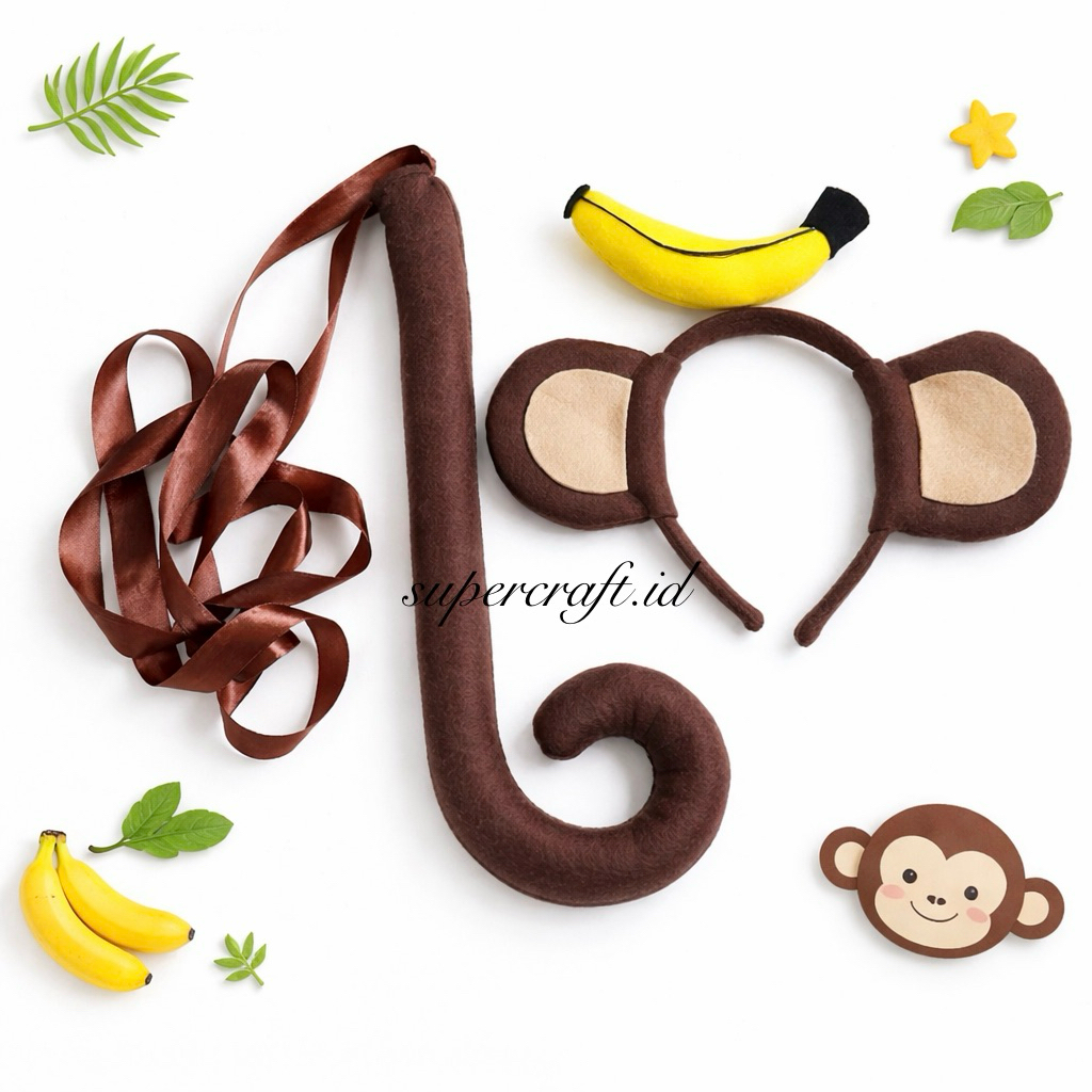 Bando Karakter Monyet Pisang Monkey Bando Monyet Kostum Monkey Banana Bando Monyet Lucu + Ekor Kostu