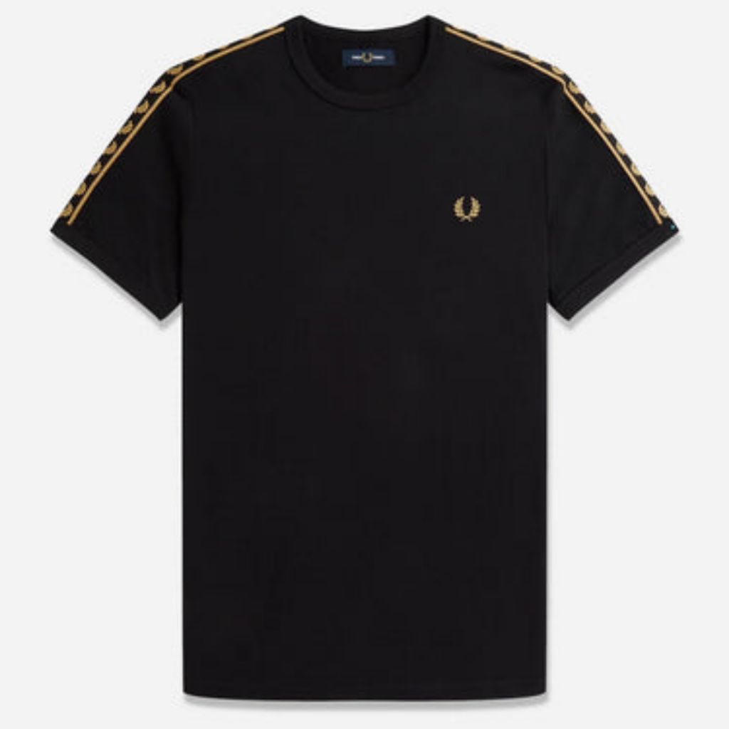 FredPerry Taped Black Gold T-shirt Original 100%