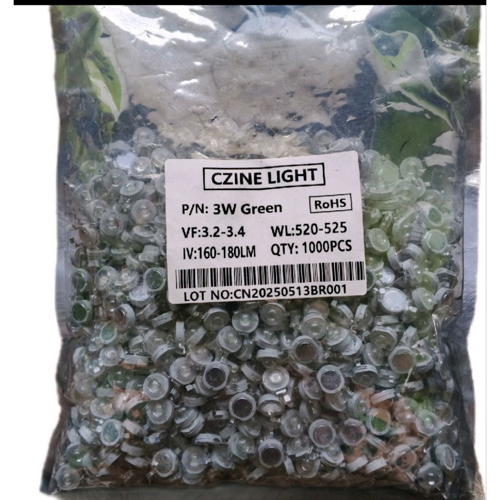 LED HPL 3W ( HIJAU) SUPER BRIGHT"NON PCB"/LAMPU HPL 3W SUPER TERANG
