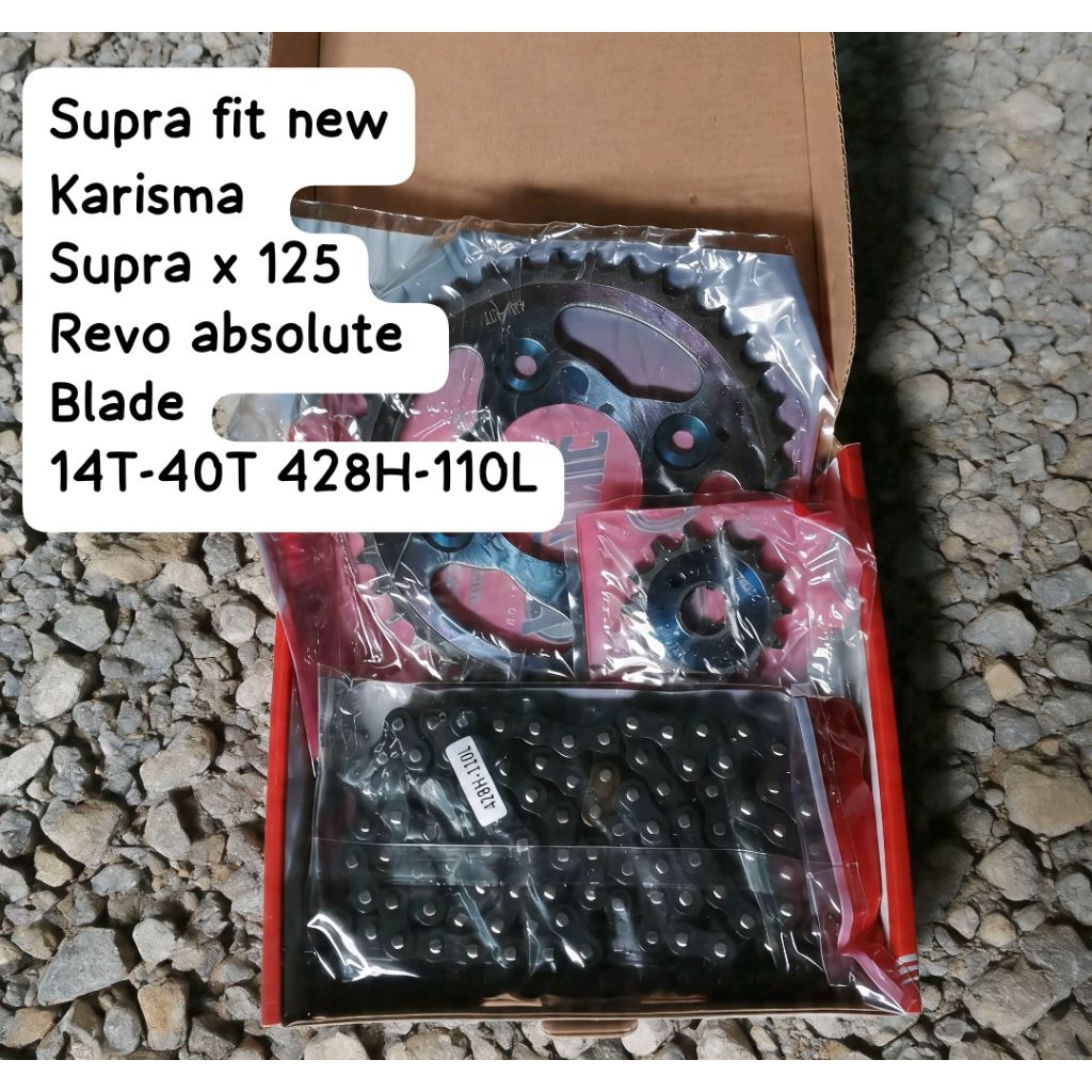 gear paket gir set rantai Honda Supra fit new/ Supra x 125/ karisma/ Revo absolute 14T-40T
