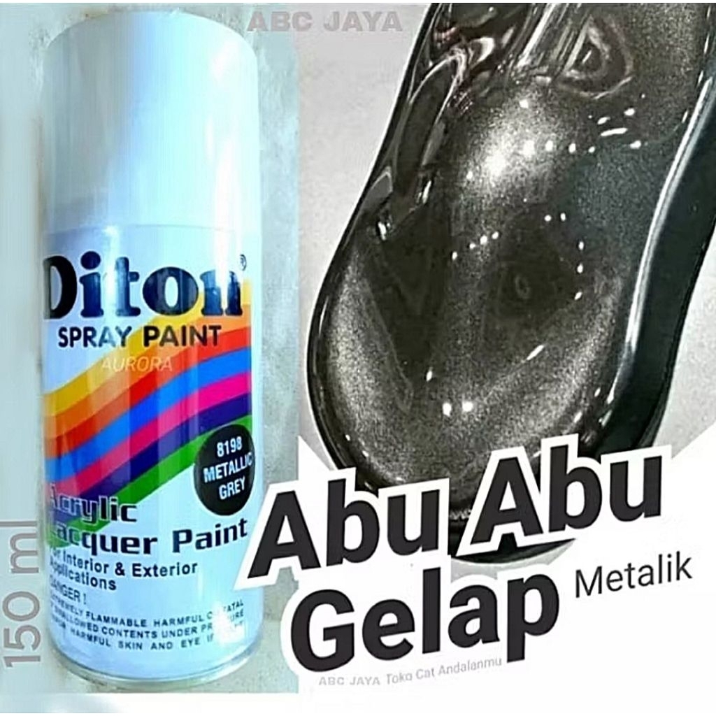 Diton Metallic Grey 8198 Abu-abu Metalik 150ml Cat Pilok Abu Monyet Motor Velg Mesin