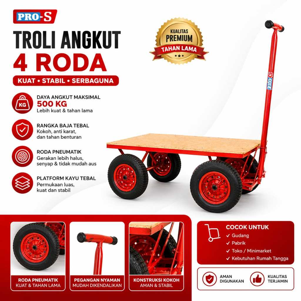 Troli Barang Grobak Kapasitas Besar 300 Kg trolley besi serbaguna