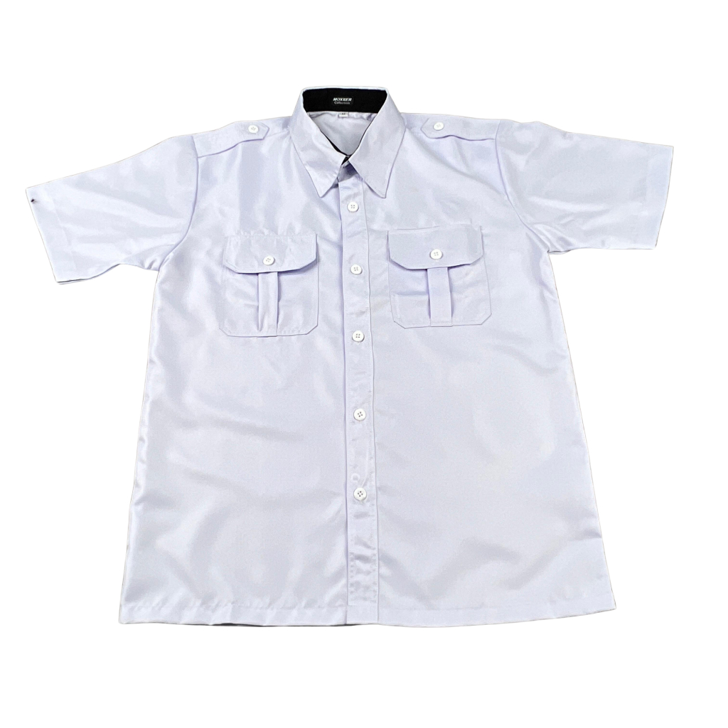 Baju Seragam PDH Pria Putih Kerah Hitam / Putih - Nyaman, Elegan, Profesional