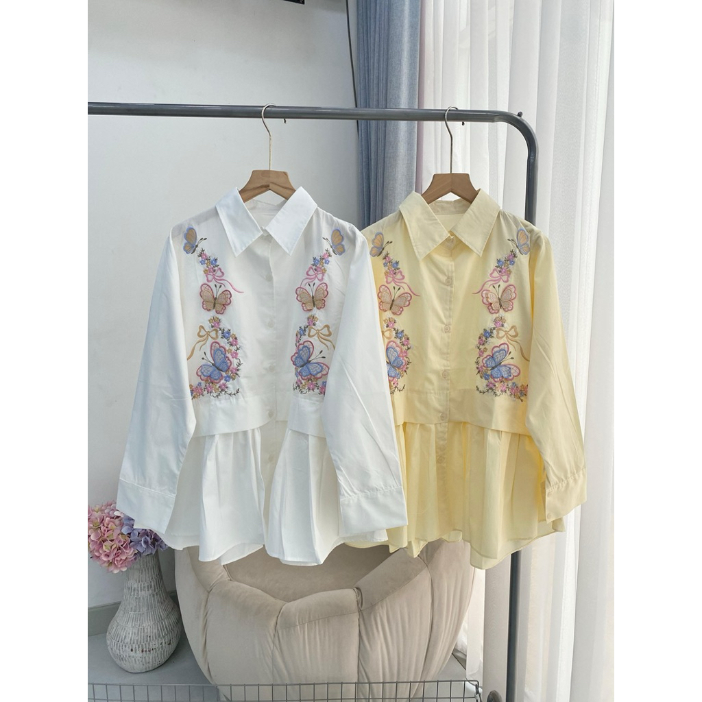 BLOUSE PUTIH / BLOUSE BORDIR / BLOUSE KATUN / BLOUSE KATUN POPLIN / KEMEJA BORDIR / BLOUSE KOREA / B