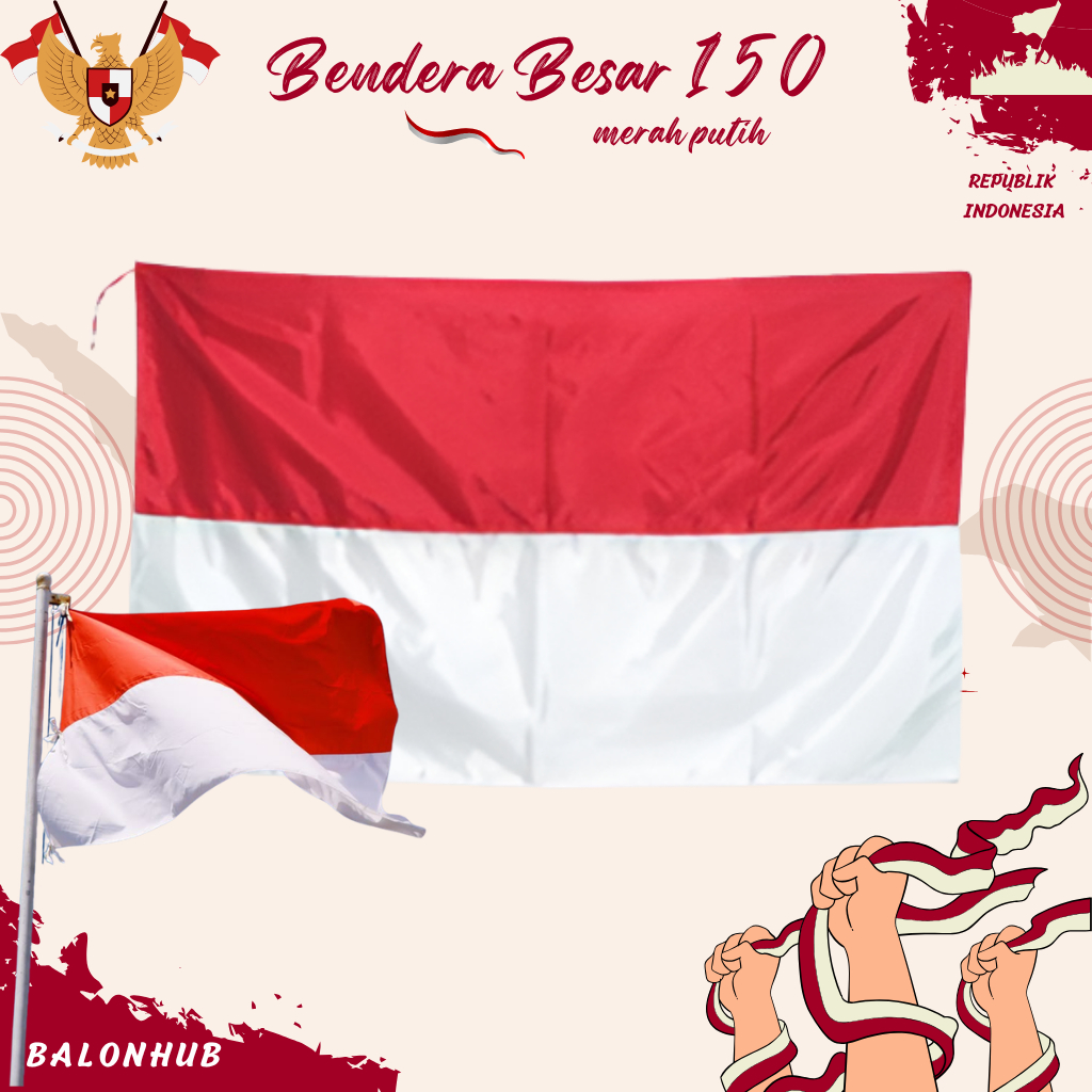 GROSIR 10pcs & 20pcs Bendera Merah Putih BESAR uk 150x100cm | Bendera Indonesia Merah Putih Ukuran 1