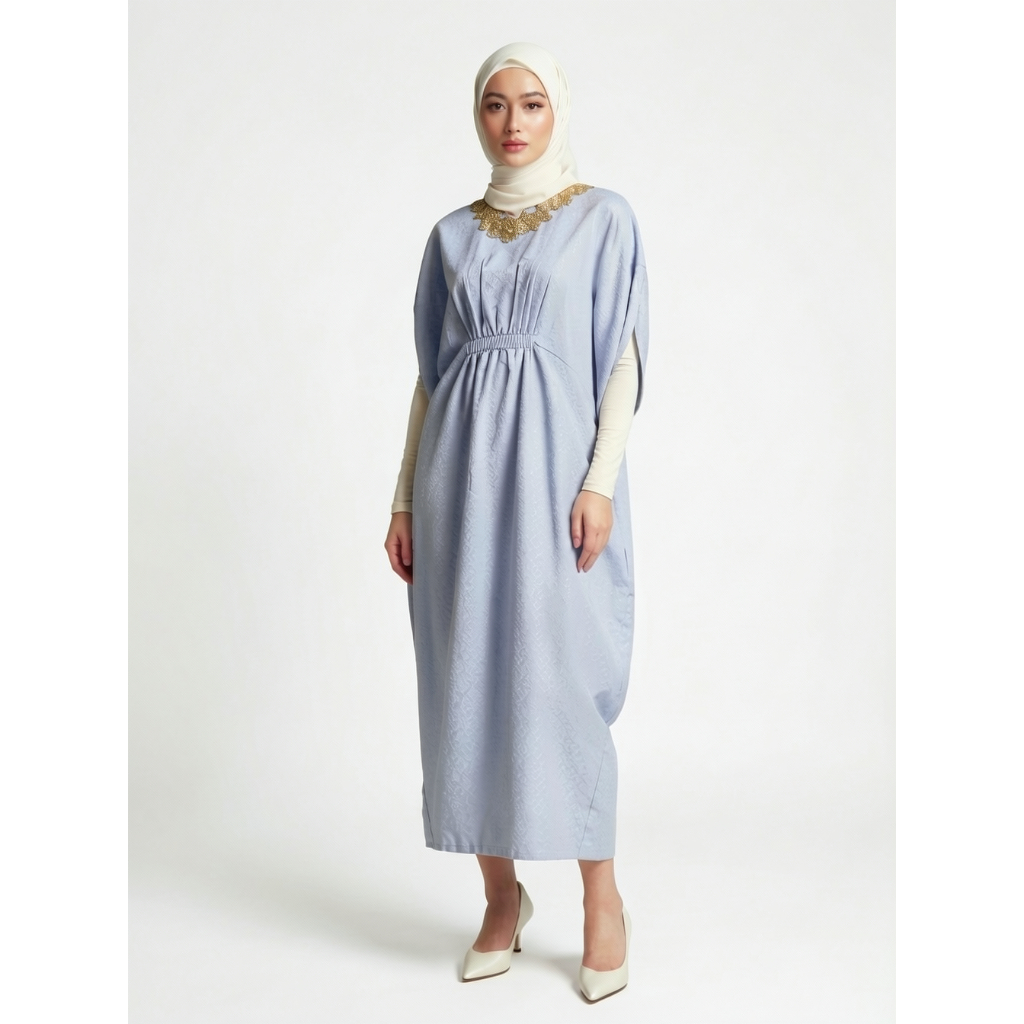 Eprise Kaftan Lengan Pendek BLUE SS1008B | Kaftan Muslim Wanita