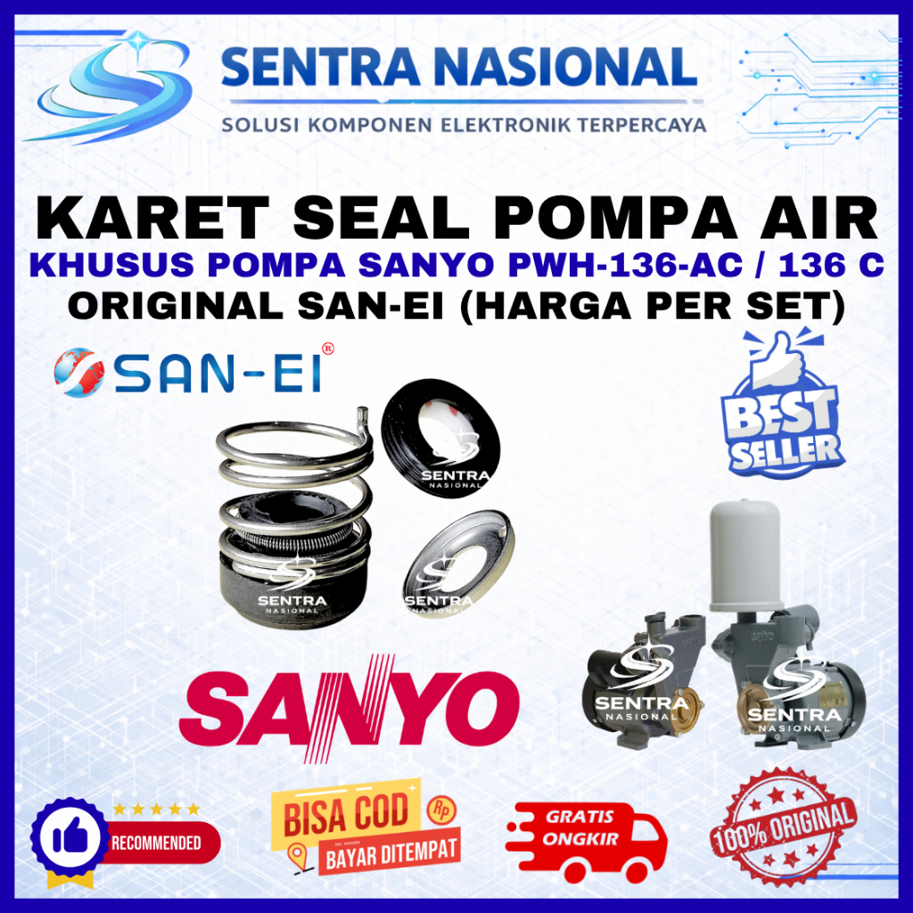 MECHANICAL SEAL SANYO PWH136AC PWH 136 C 125 WATT San-Ei - Seal | KARET SEAL POMPA AIR SANYO PWH136A