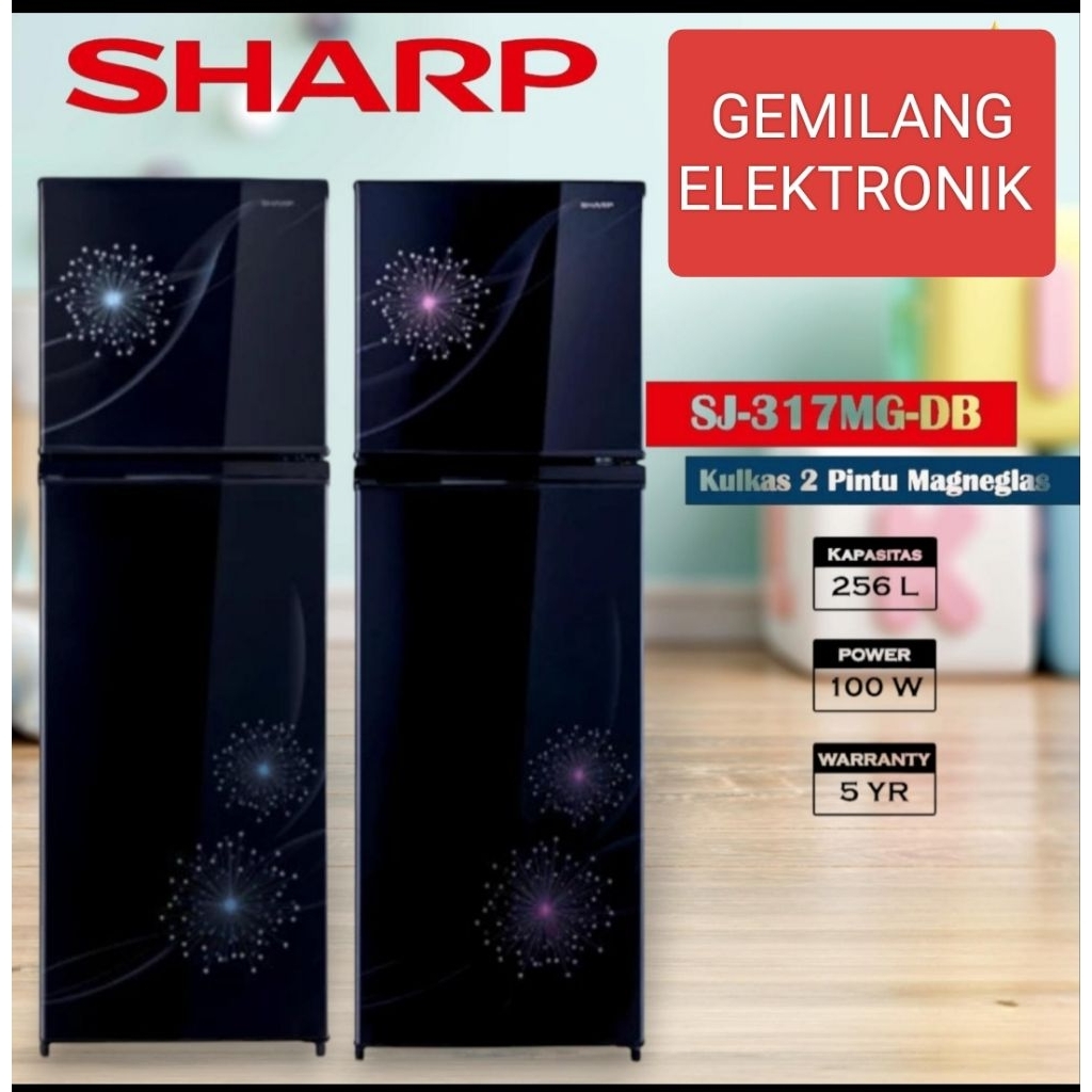 KULKAS SHARP 2 PINTU SJ317MG KAPASITAL 256 LITER/ JUMBO