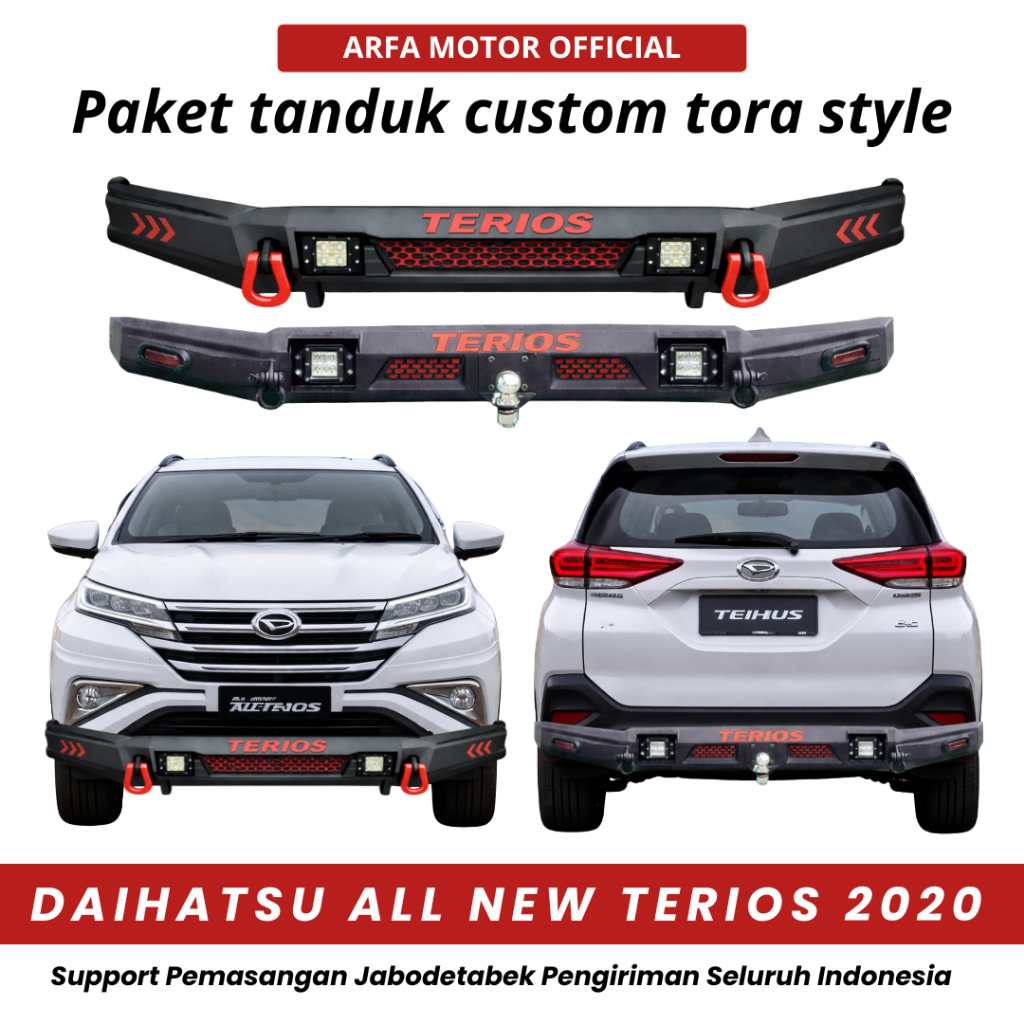 PAKET TANDUK DEPAN TOWING BELAKANG ALL NEW TERIOS 2020 CUSTOM TORA PENGAMAN PELINDUNG BEMPER ANTI KA