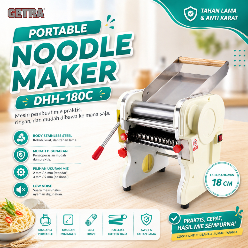 GETRA Portable Noodle Maker (Mesin Pembuat Mie) DHH-180C / DHH 180C / DHH180C